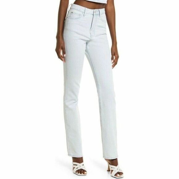 NWT WeWoreWhat The Icon Jeans 2 Light Icy Wash Straight Leg High Rise - Picture 3 of 13